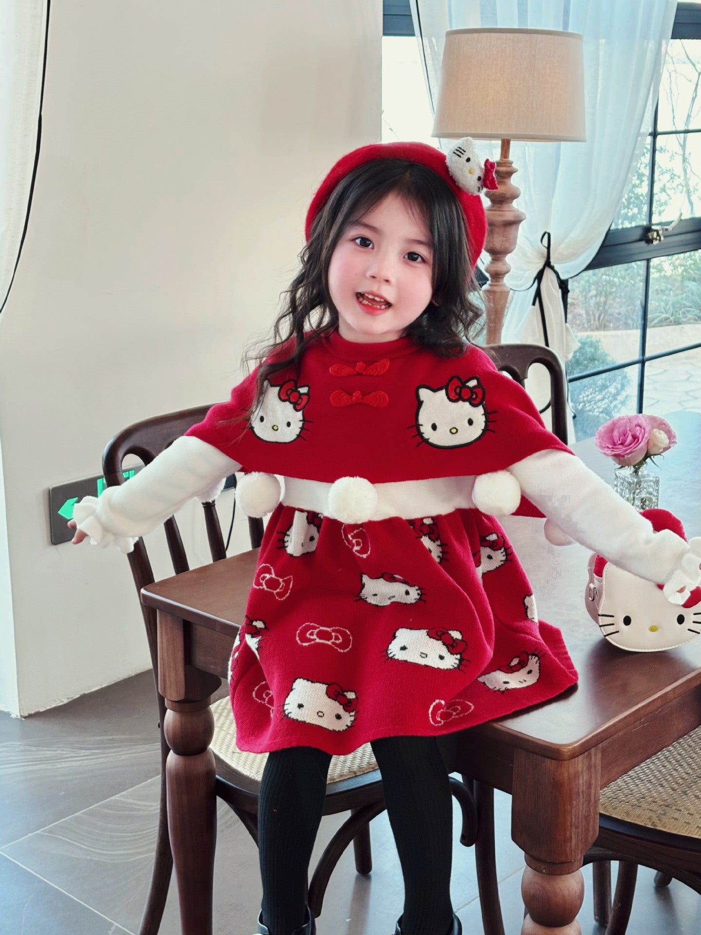 Robe pull rouge Hello Kitty pour filles