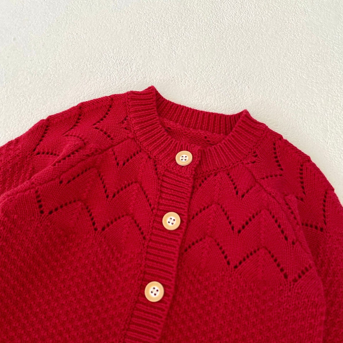 Ensemble 2 pièces body et cardigan en tricot rouge pour bébé fille