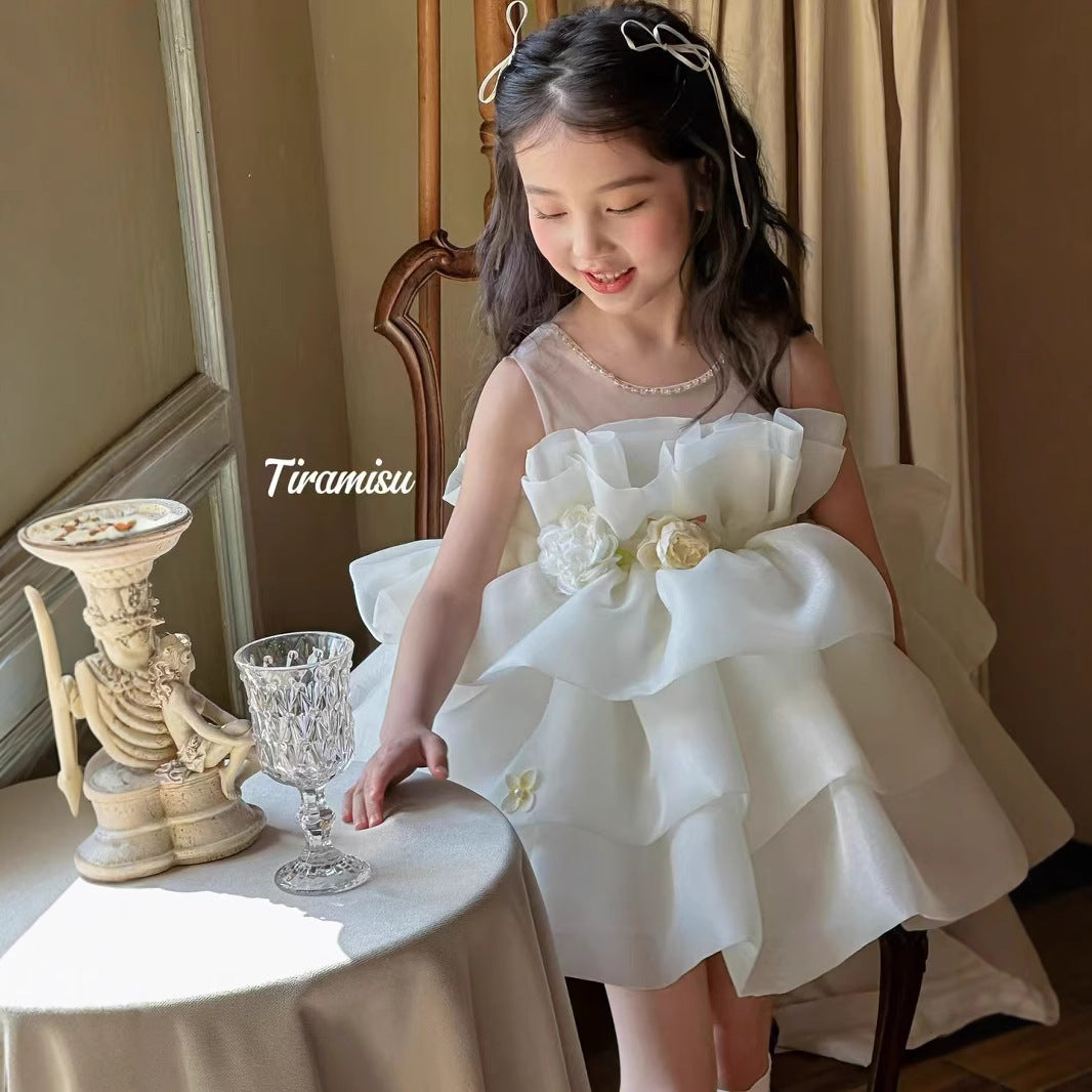 Tiramisu Girls' The Ivory Petal Cloud Dress (100-150/3y-12y)