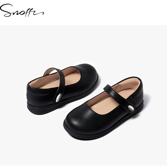 Snoffy Girl Black Leather Shoes
