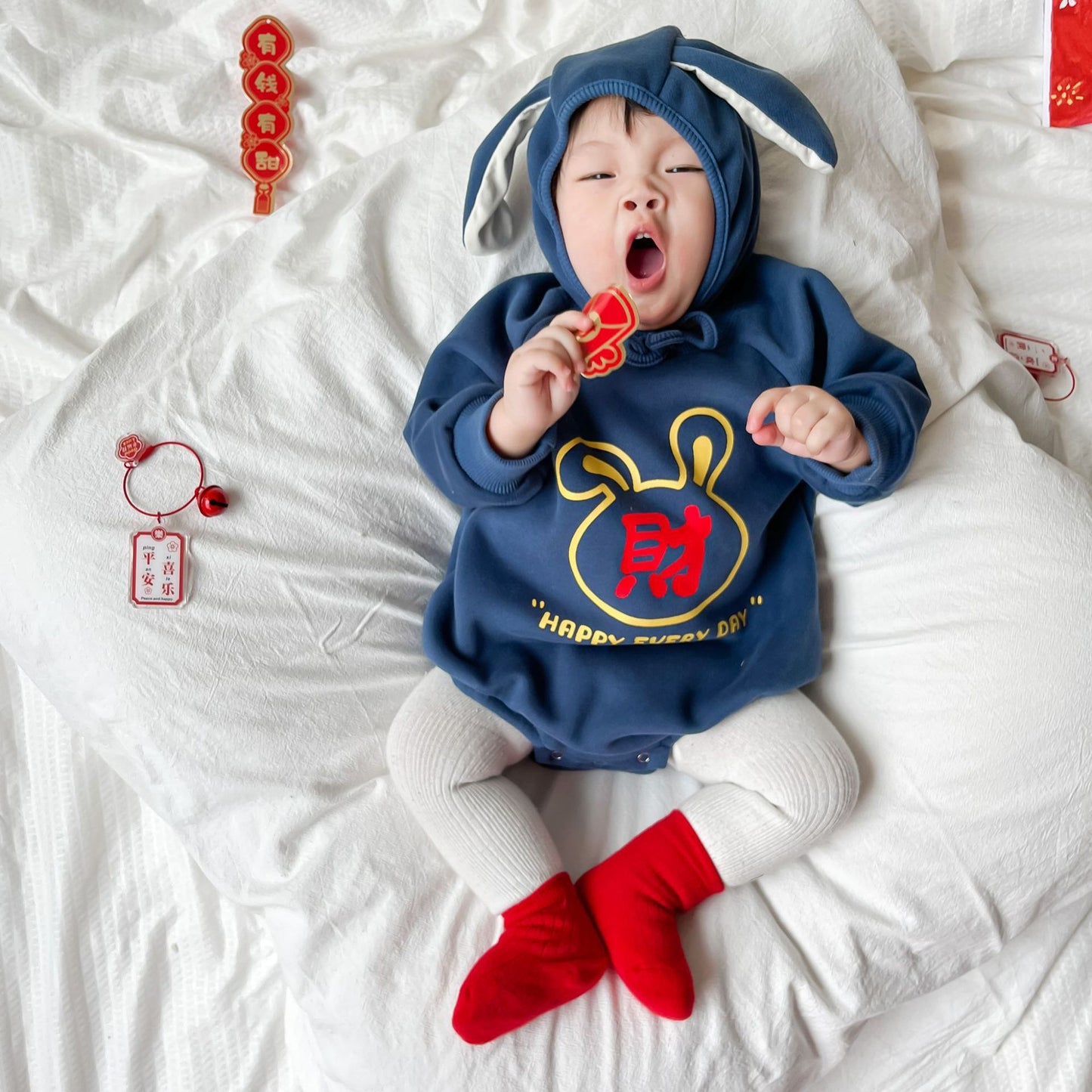 Baby New Year's clothing “Lucky Chinese character” Romper 2-piece Set