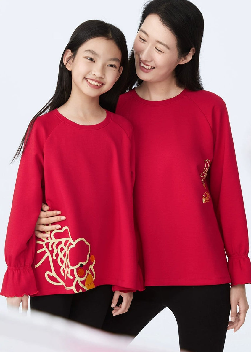 Sweat-shirt en polaire assorti pour la famille SLT pour le Nouvel An chinois --- Filles