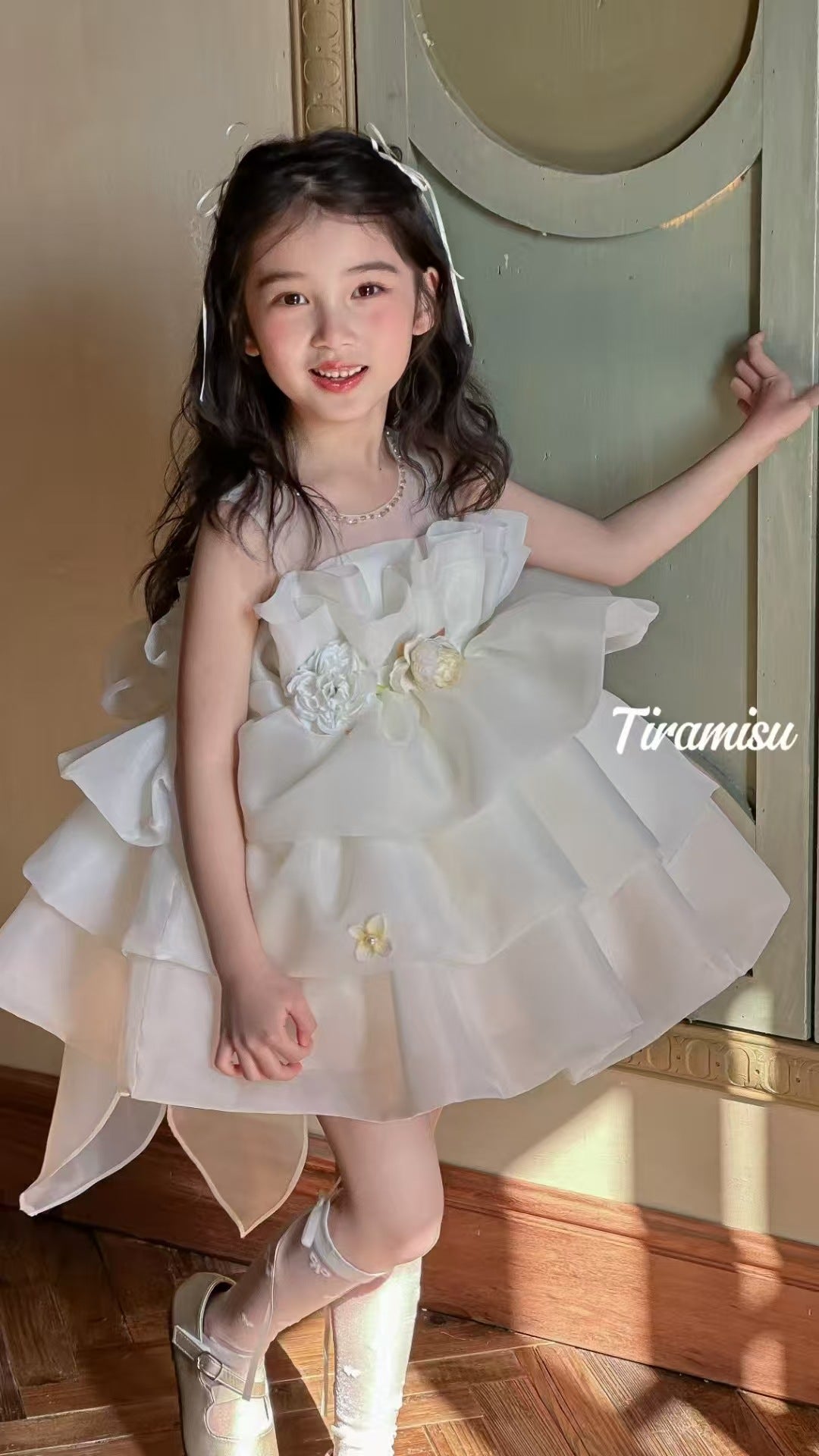Tiramisu Girls' The Ivory Petal Cloud Dress (100-150/3y-12y)