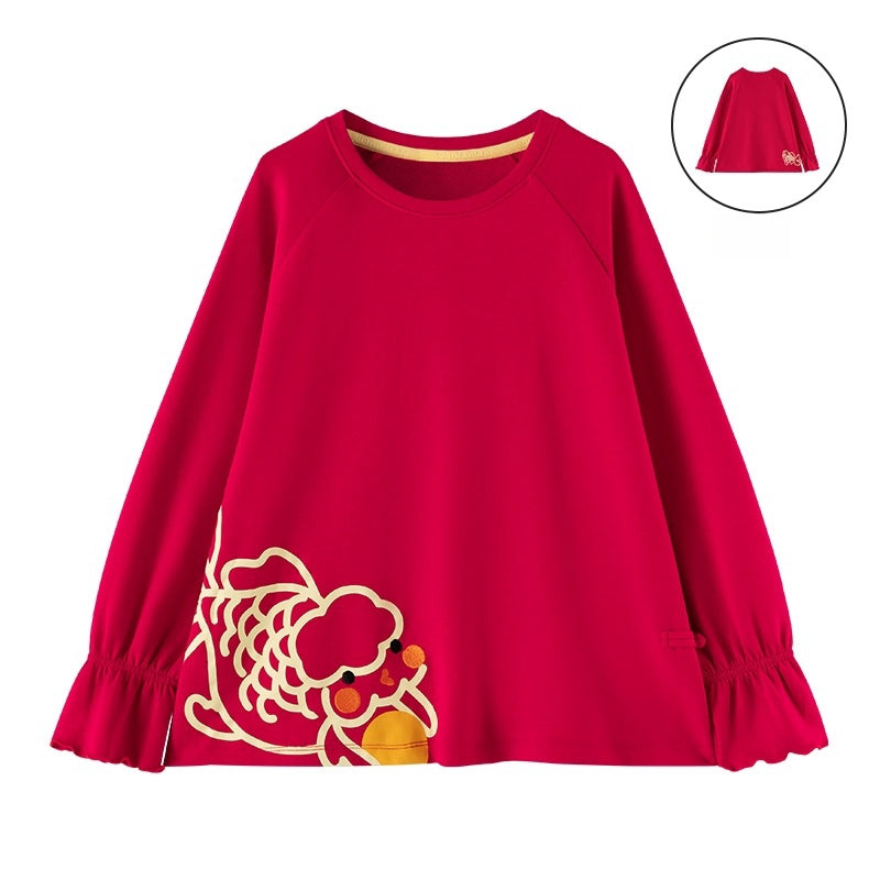 Sweat-shirt en polaire assorti pour la famille SLT pour le Nouvel An chinois --- Filles