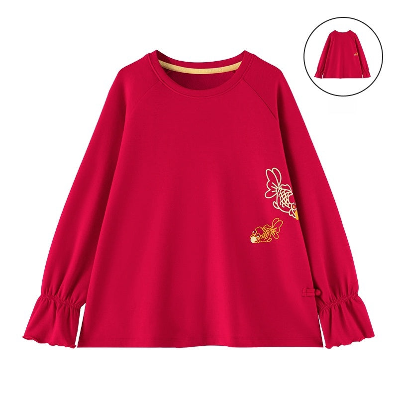Sweat-shirt en polaire assorti pour la famille SLT pour le Nouvel An chinois --- Filles