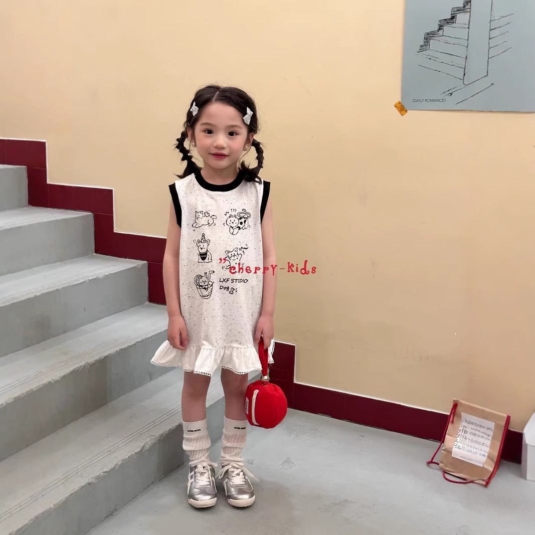 Cherry Kids Doodle Delight Ruffle Hem Dress (90-130/18m-7y)