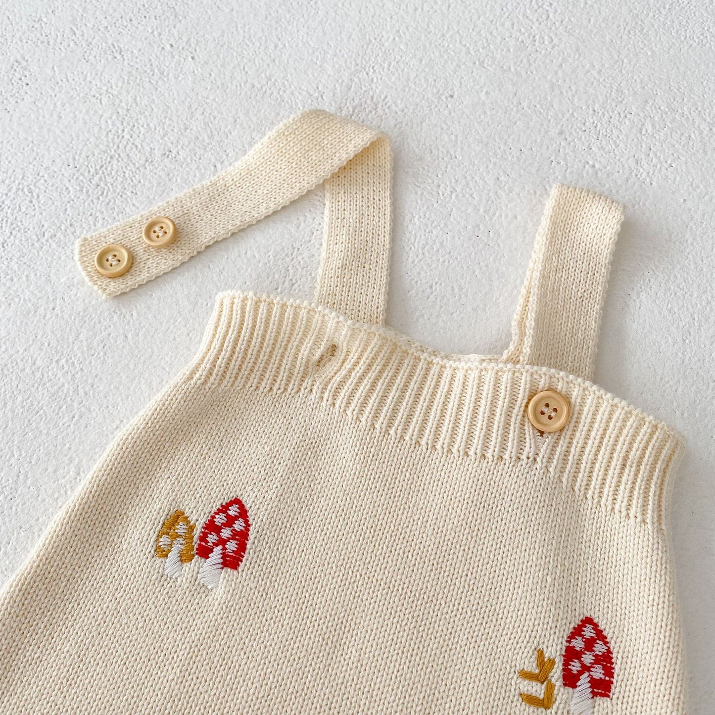 Ensemble 2 pièces cardigan et barboteuse en tricot champignon pour bébé/petite fille