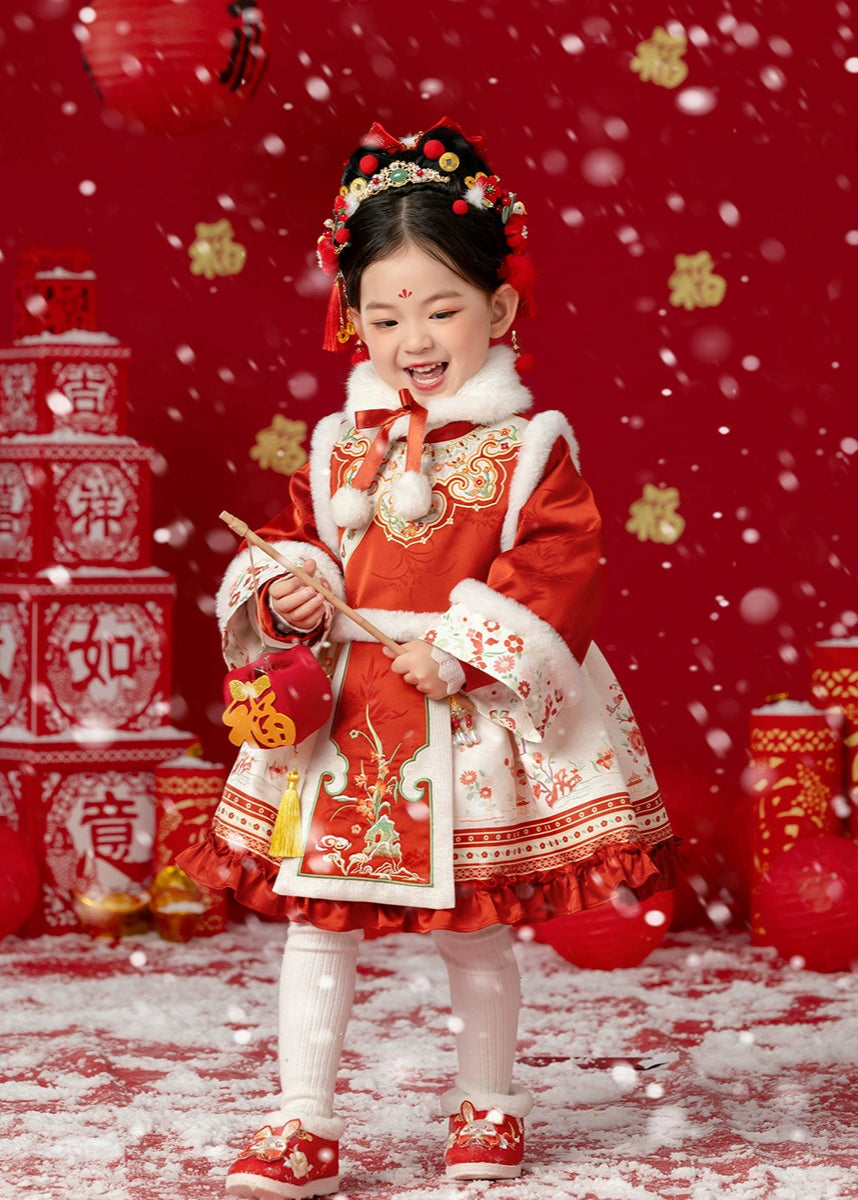 MengHu Girls' Hanfu Winter Dress ---Linglong