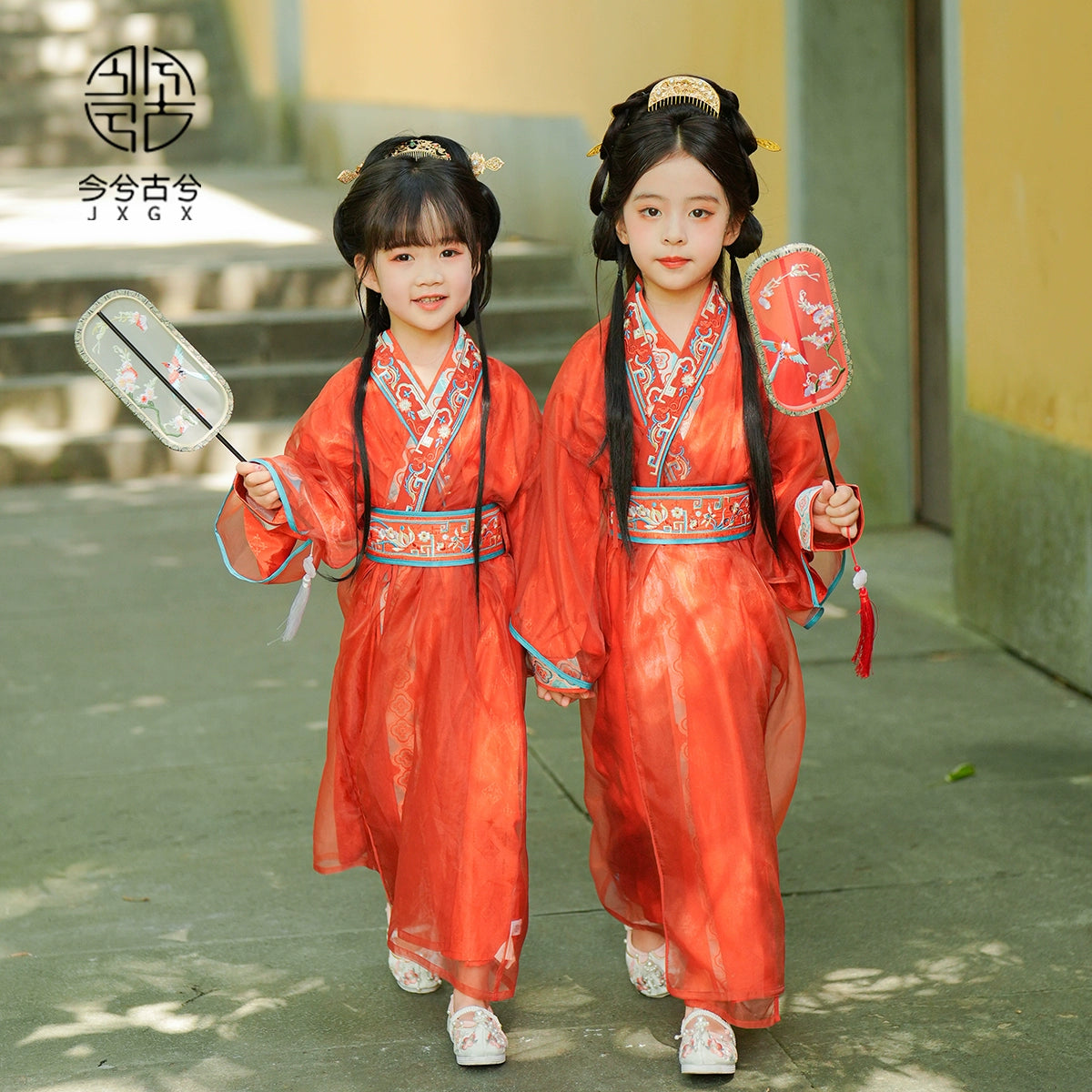 Robe 3 pièces JXGX pour fille, automne/printemps, Nouvel An chinois ---Leihuo