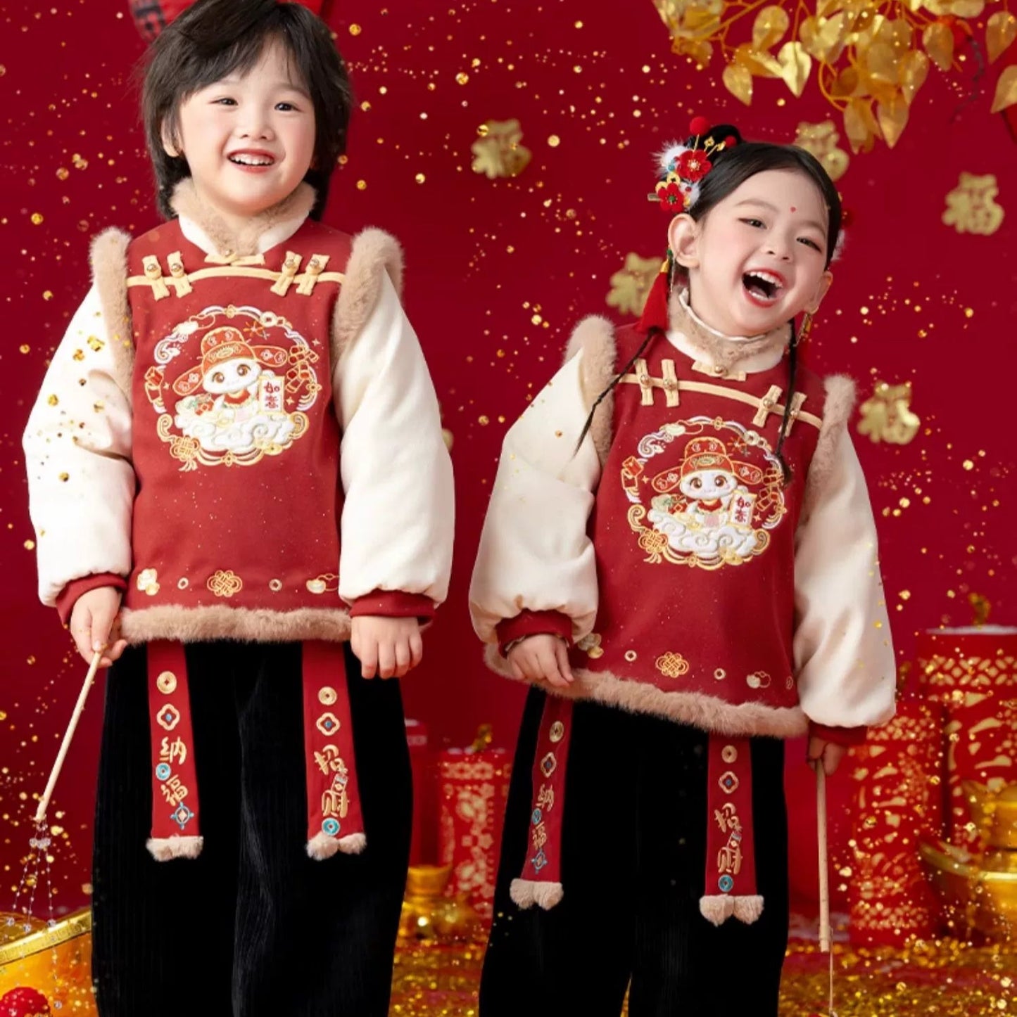 MengHu Kids’ Chinese New Year's Jacket ---Fuyou