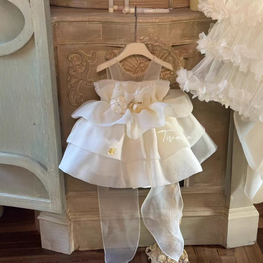 Tiramisu Girls' The Ivory Petal Cloud Dress (100-150/3y-12y)