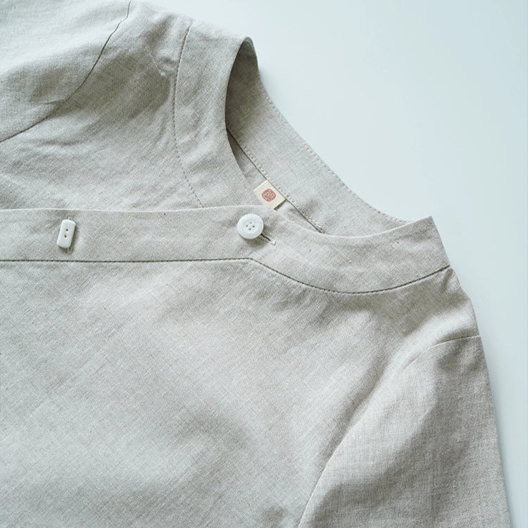 Mana Boys' Asymmetric Linen Collar Shirt