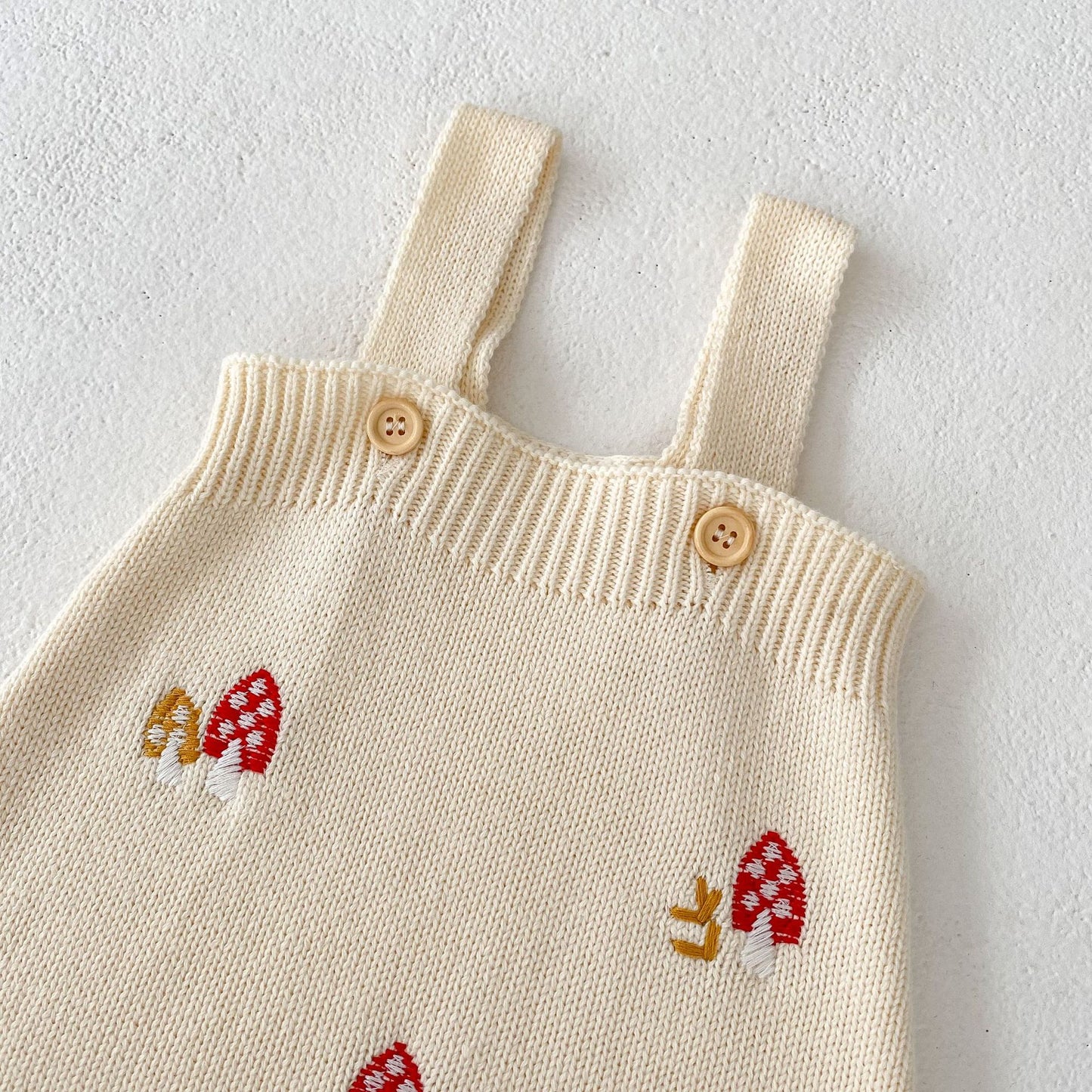 Ensemble 2 pièces cardigan et barboteuse en tricot champignon pour bébé/petite fille
