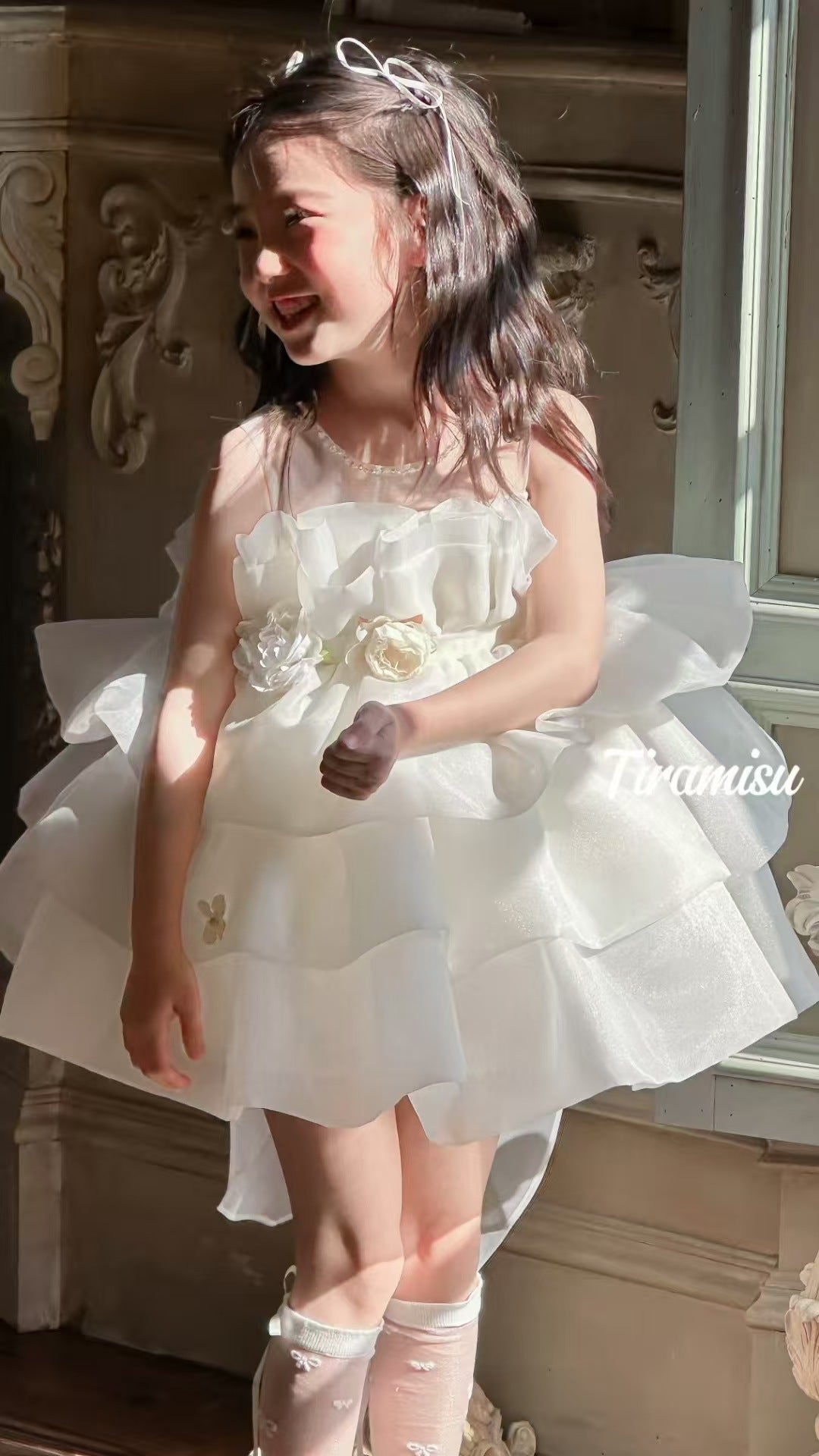 Tiramisu Girls' The Ivory Petal Cloud Dress (100-150/3y-12y)