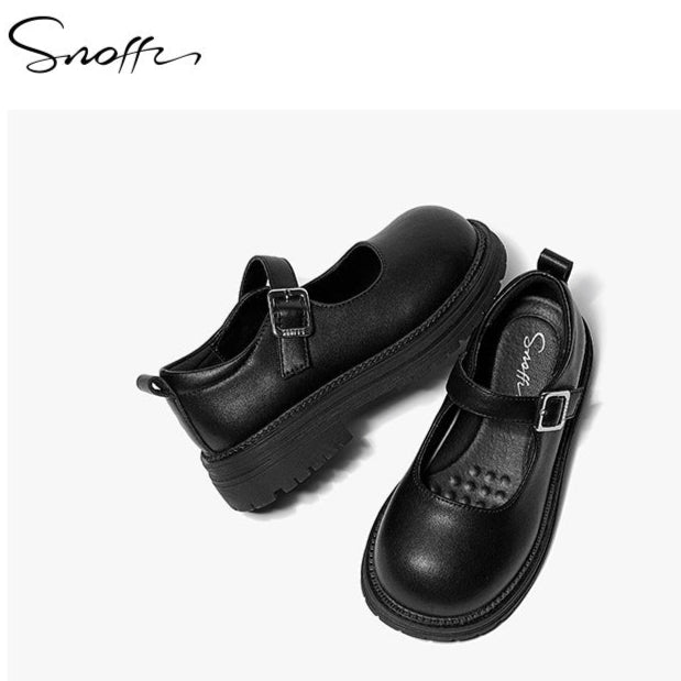 Snoffy Girl Black Leather Shoes