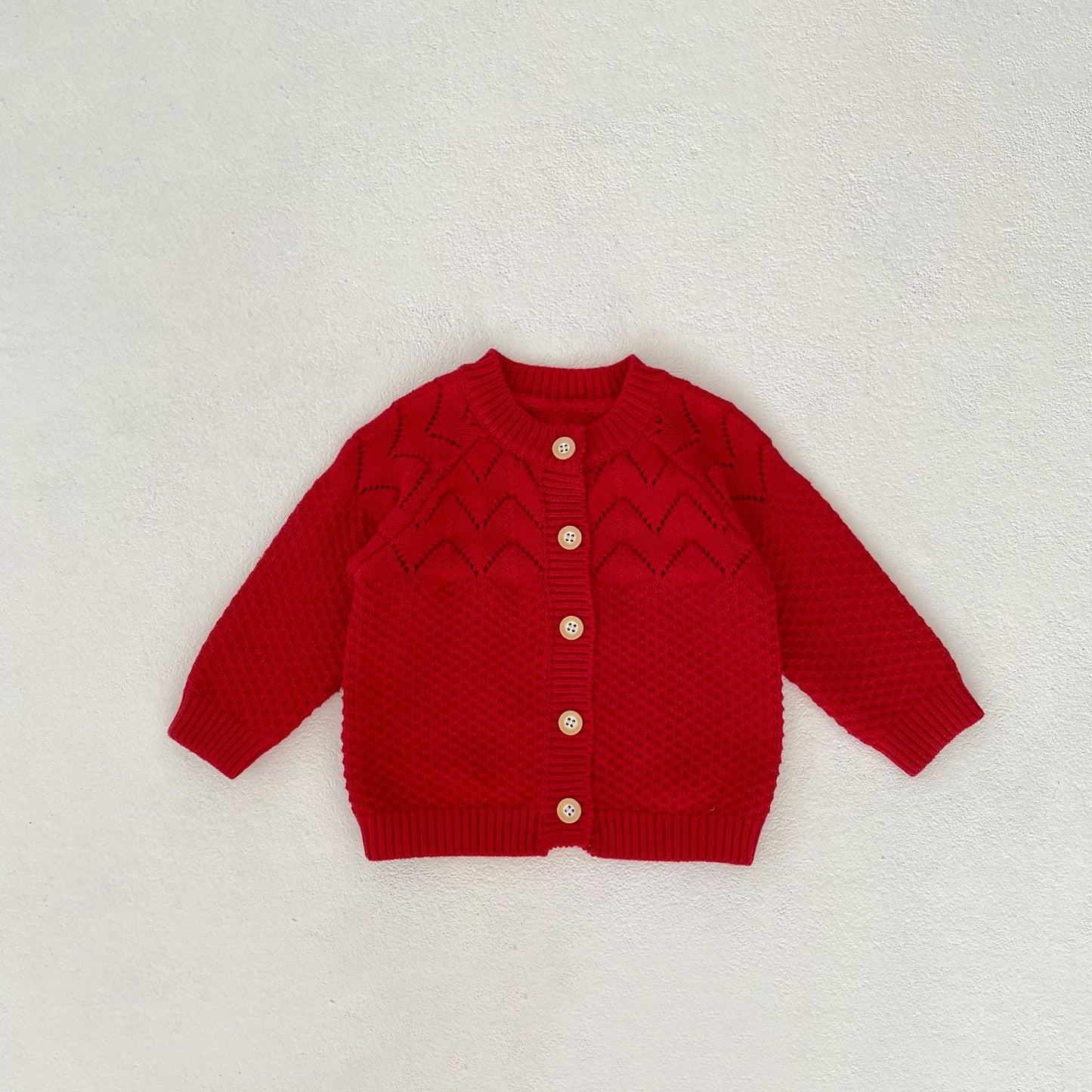 Ensemble 2 pièces body et cardigan en tricot rouge pour bébé fille