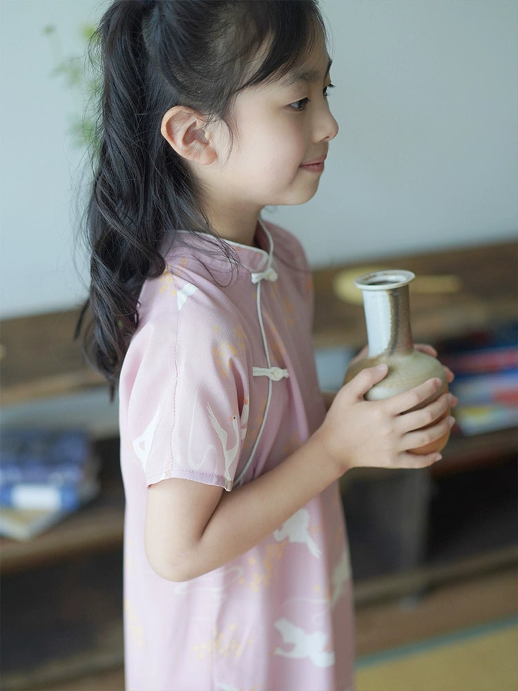 Mana Summer Charm Girls' Silk Qipao Dress cheongsam