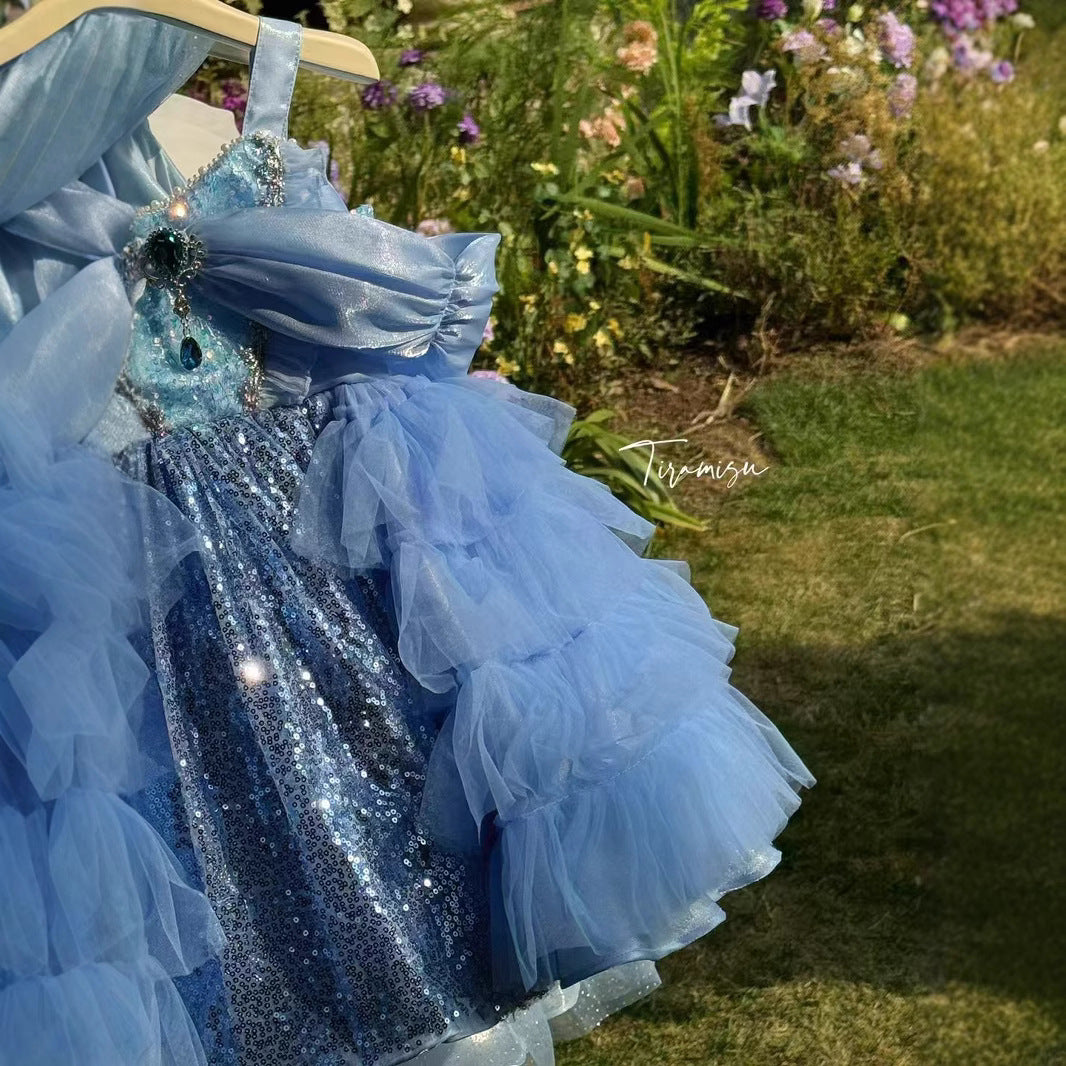 Tiramisu Girls' Sapphire Sparkle Fairy Dress (100-150/3y-12y)