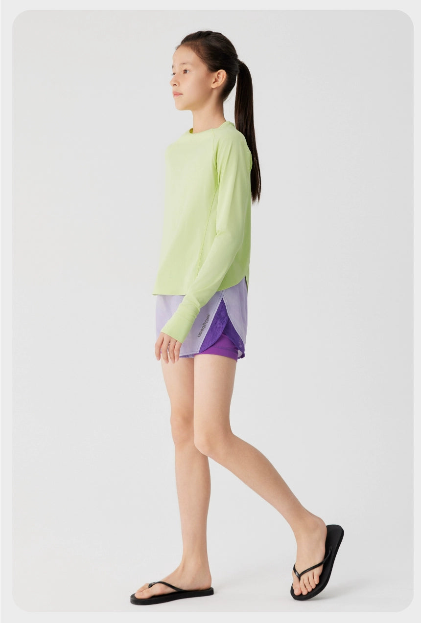 Jollybean BreezeBack Girls' Quick-Dry Split-Back Long Sleeve Top (120-170/ 5y-Adult)