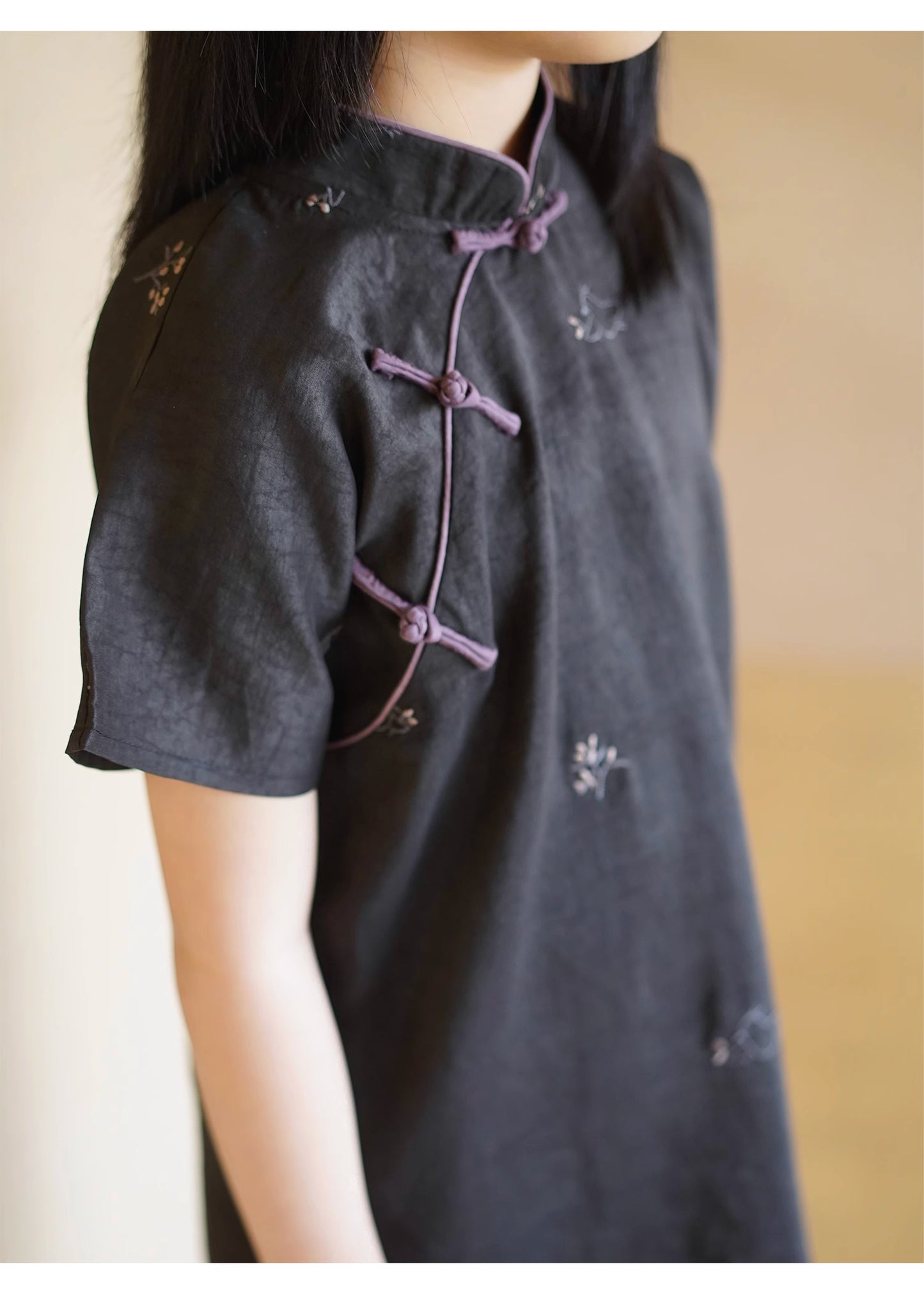 Robe à manches courtes en soie MaNa