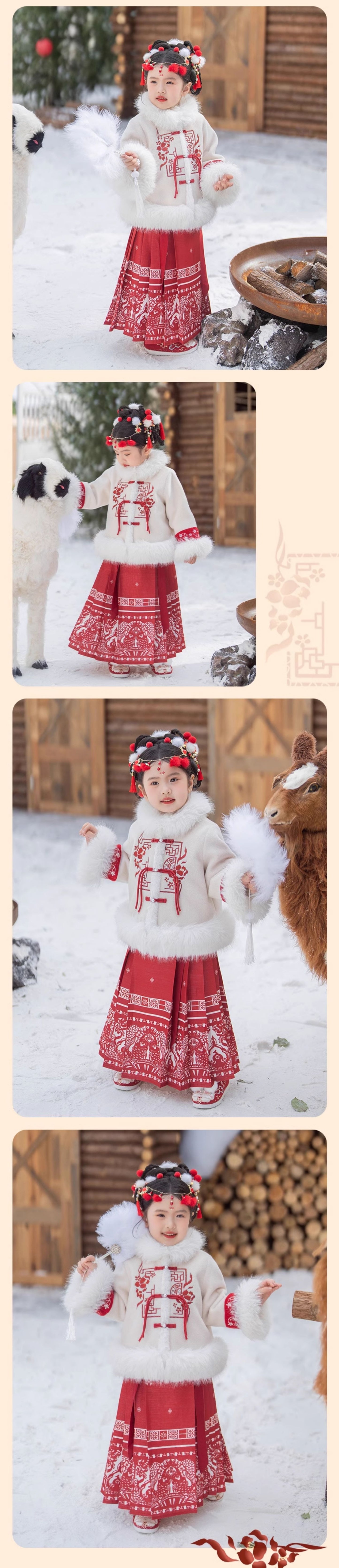 JXGX Chinese New Year Girl Down Jacket and Mamian Skirt Set ---Jianying