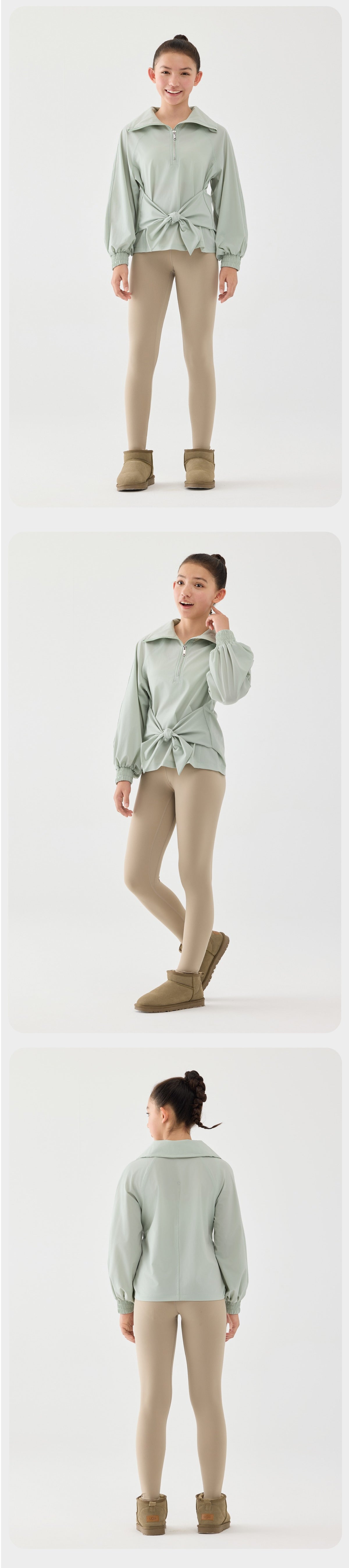 Jollybean Chic Bow Breeze Half-Zip Top for Girls (130-170/6y-Adult)