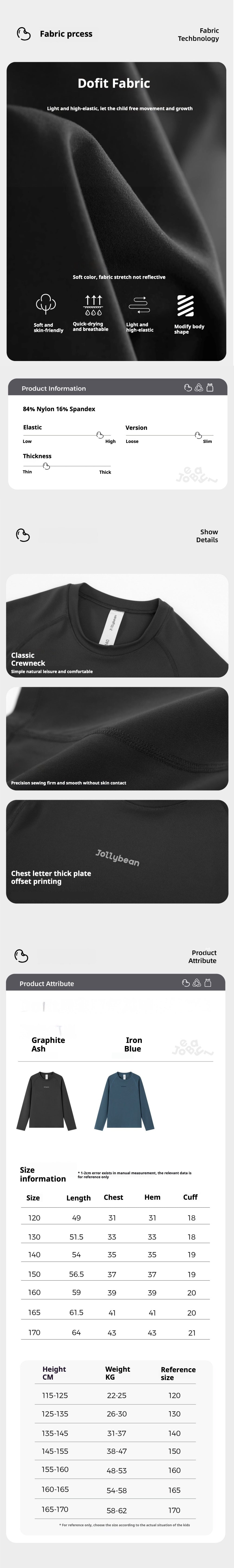 Jollybean Dofit DynaFlex Boys' Long-Sleeve Performance Tee (120-170/5y-Adult)