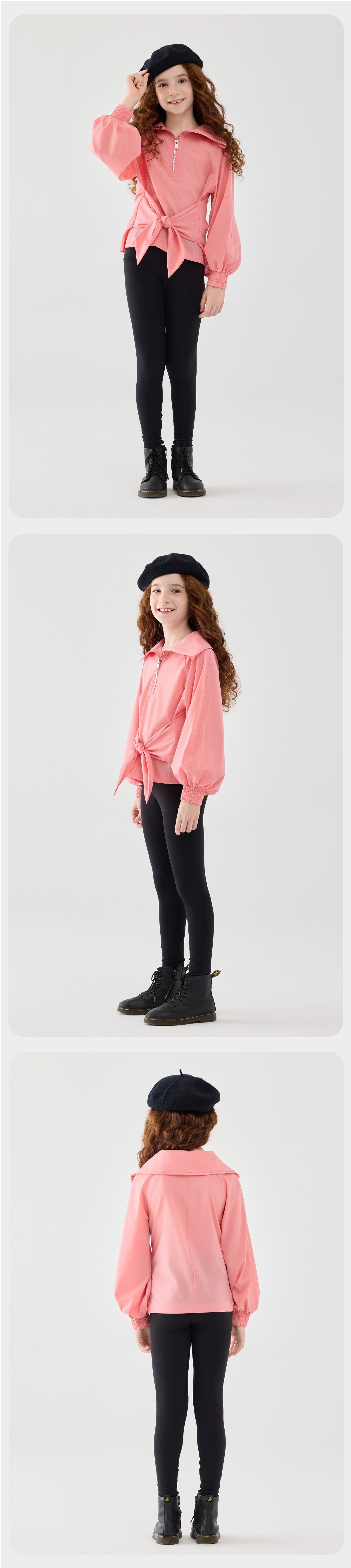 Jollybean Chic Bow Breeze Half-Zip Top for Girls (130-170/6y-Adult)