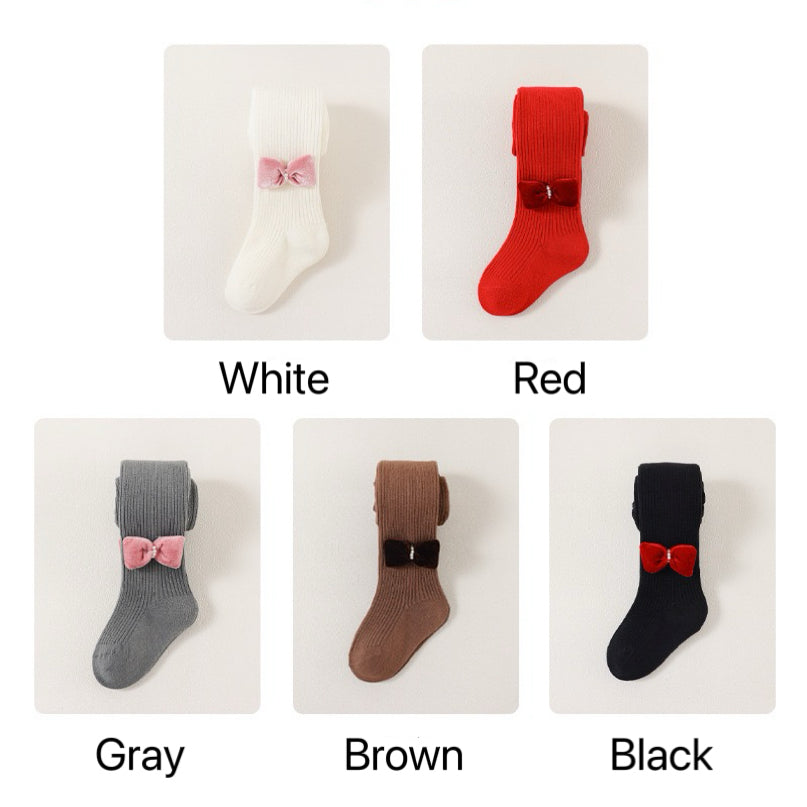Collants en polaire avec nœud pour bébé/jeune enfant/enfant
