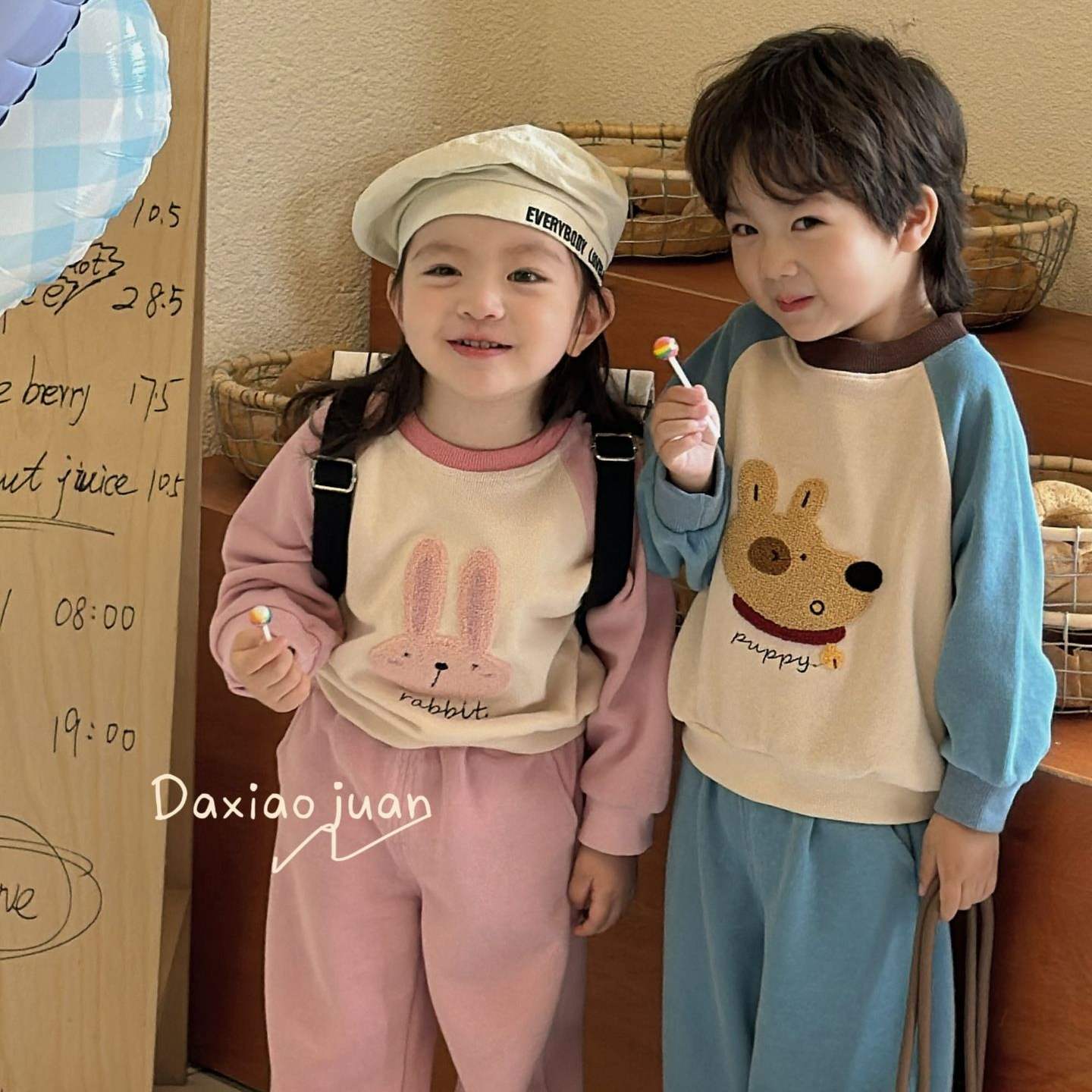 DXJ Kids Cute Cartoon sweatshirt & Sports Set