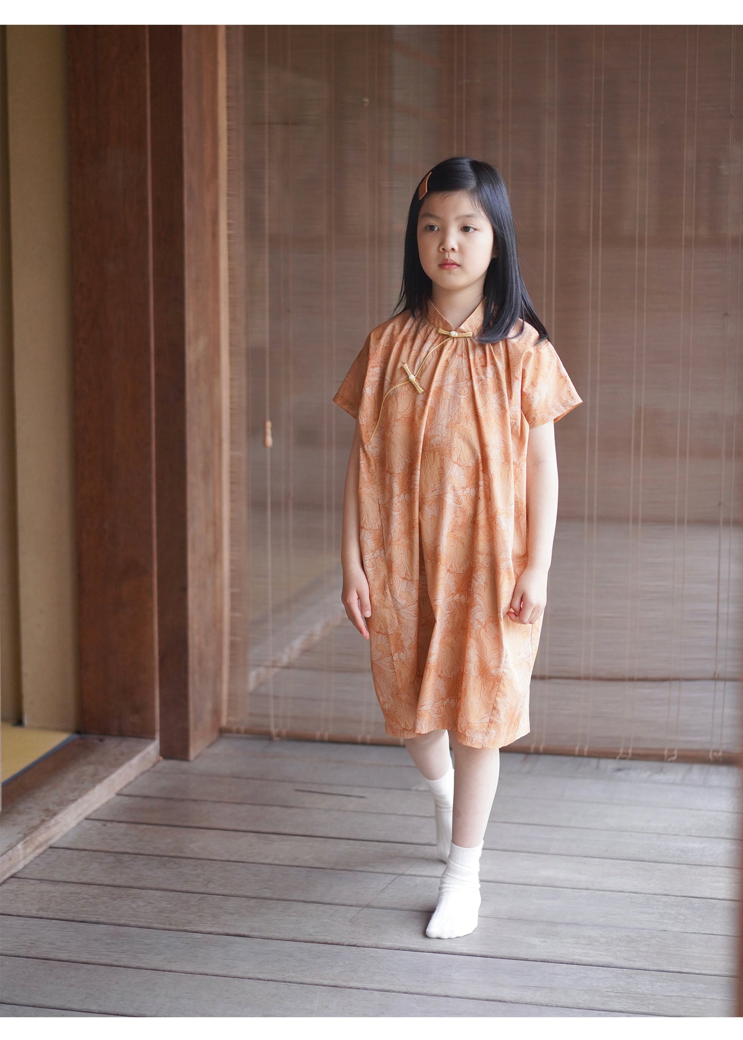 Cheongsam cocon orange en coton MaNa