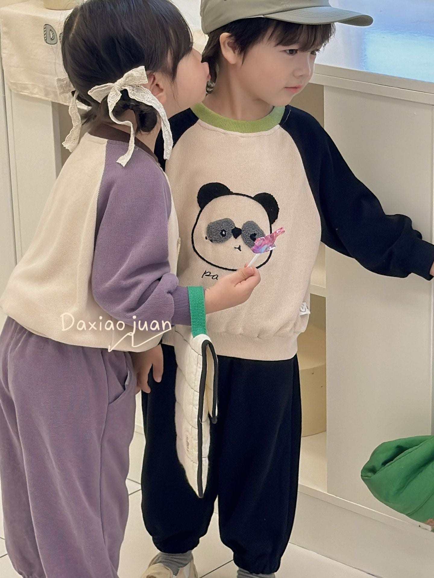 DXJ Kids Cute Cartoon sweatshirt & Sports Set