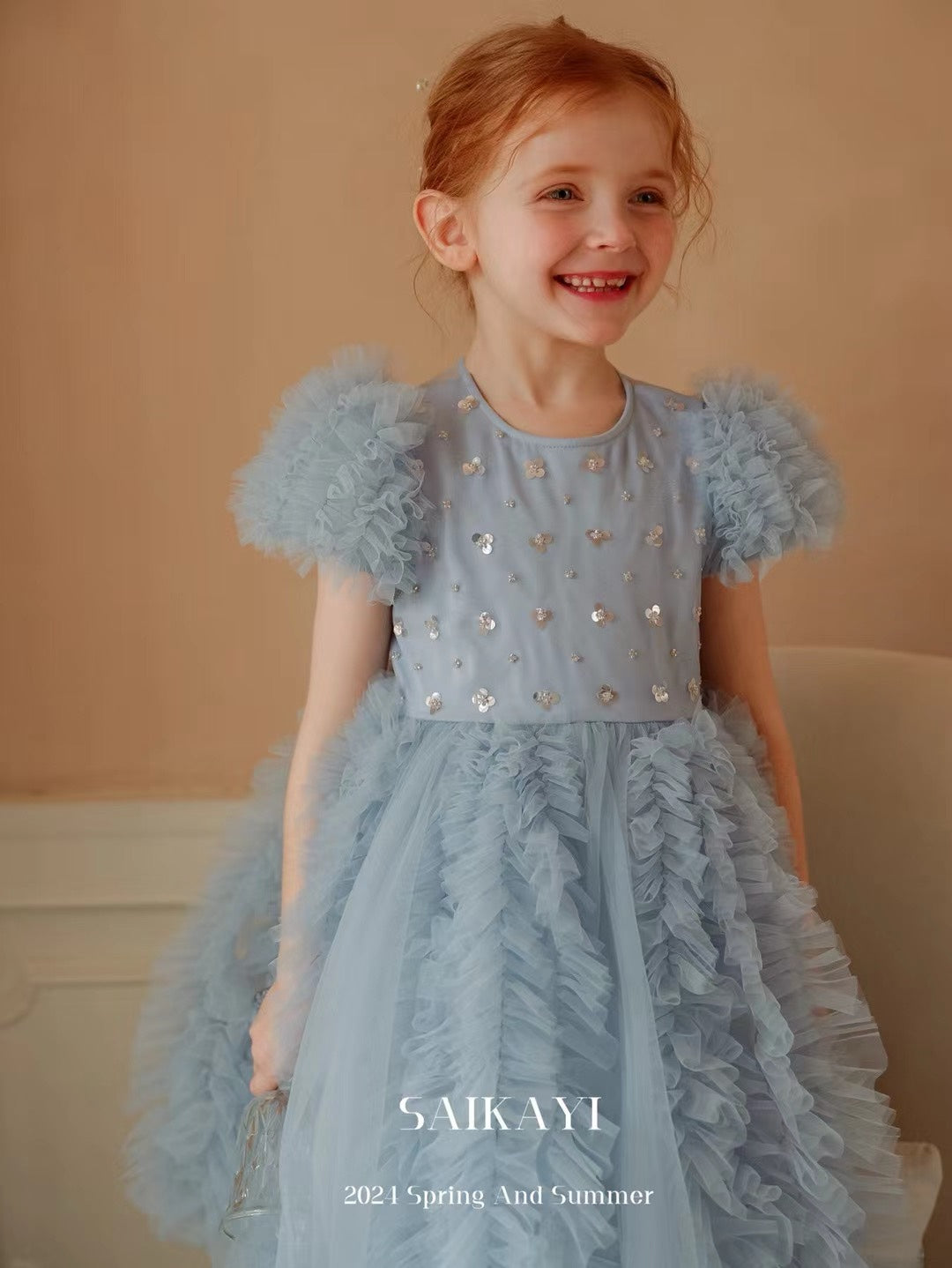 SaiKaYi Girl Blue Princess Dress