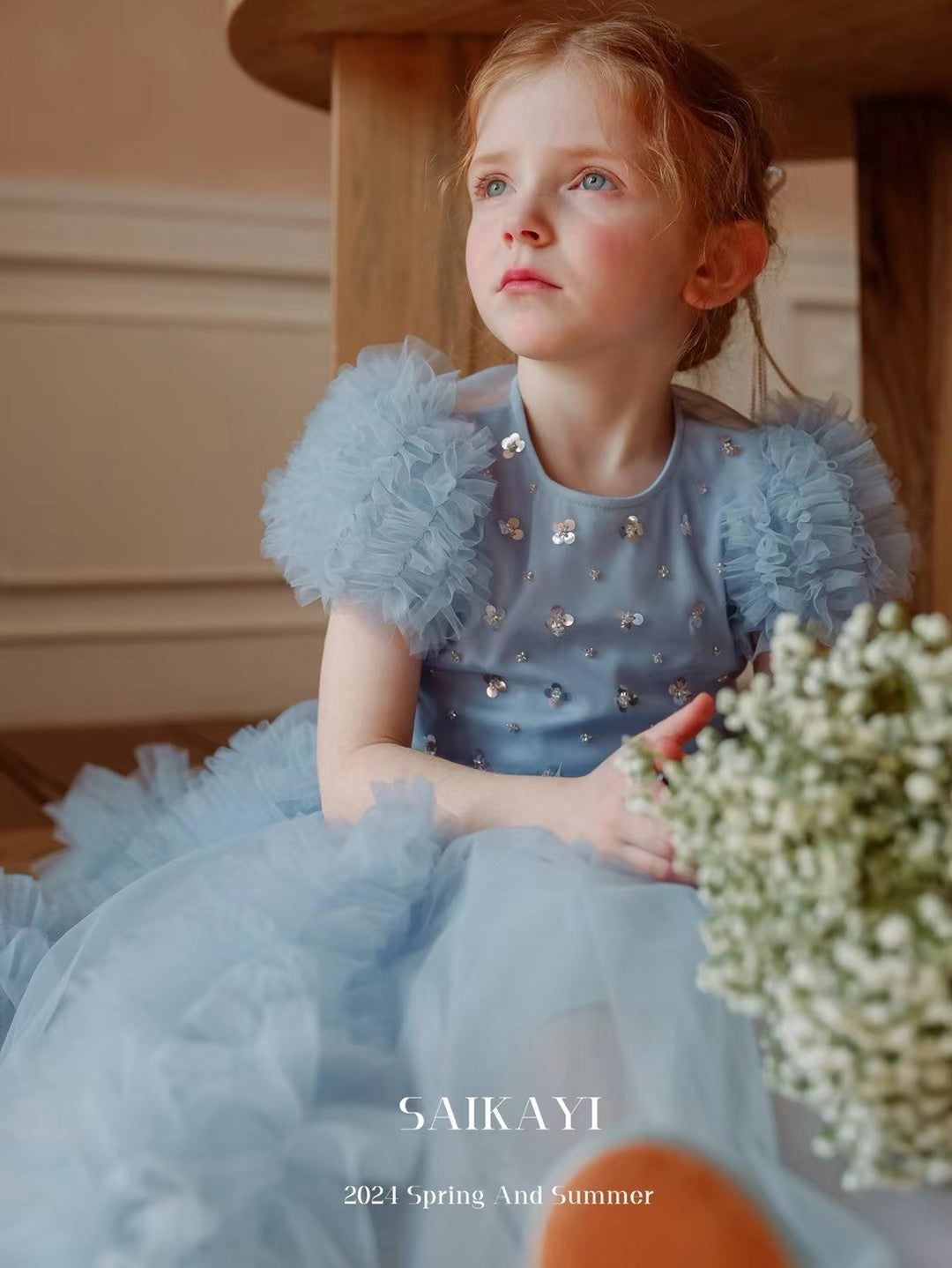 SaiKaYi Girl Blue Princess Dress