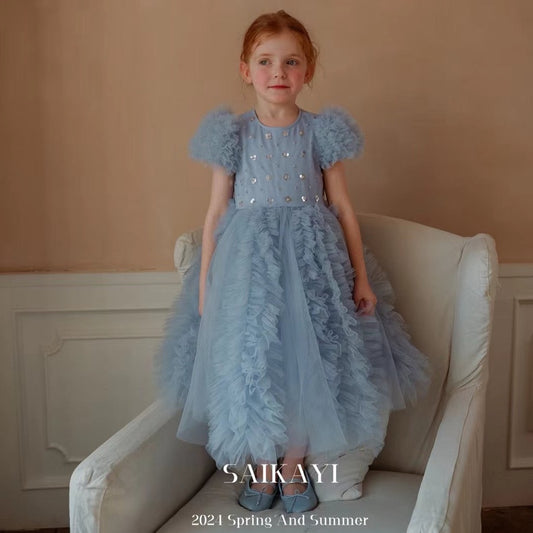 SaiKaYi Girl Blue Princess Dress