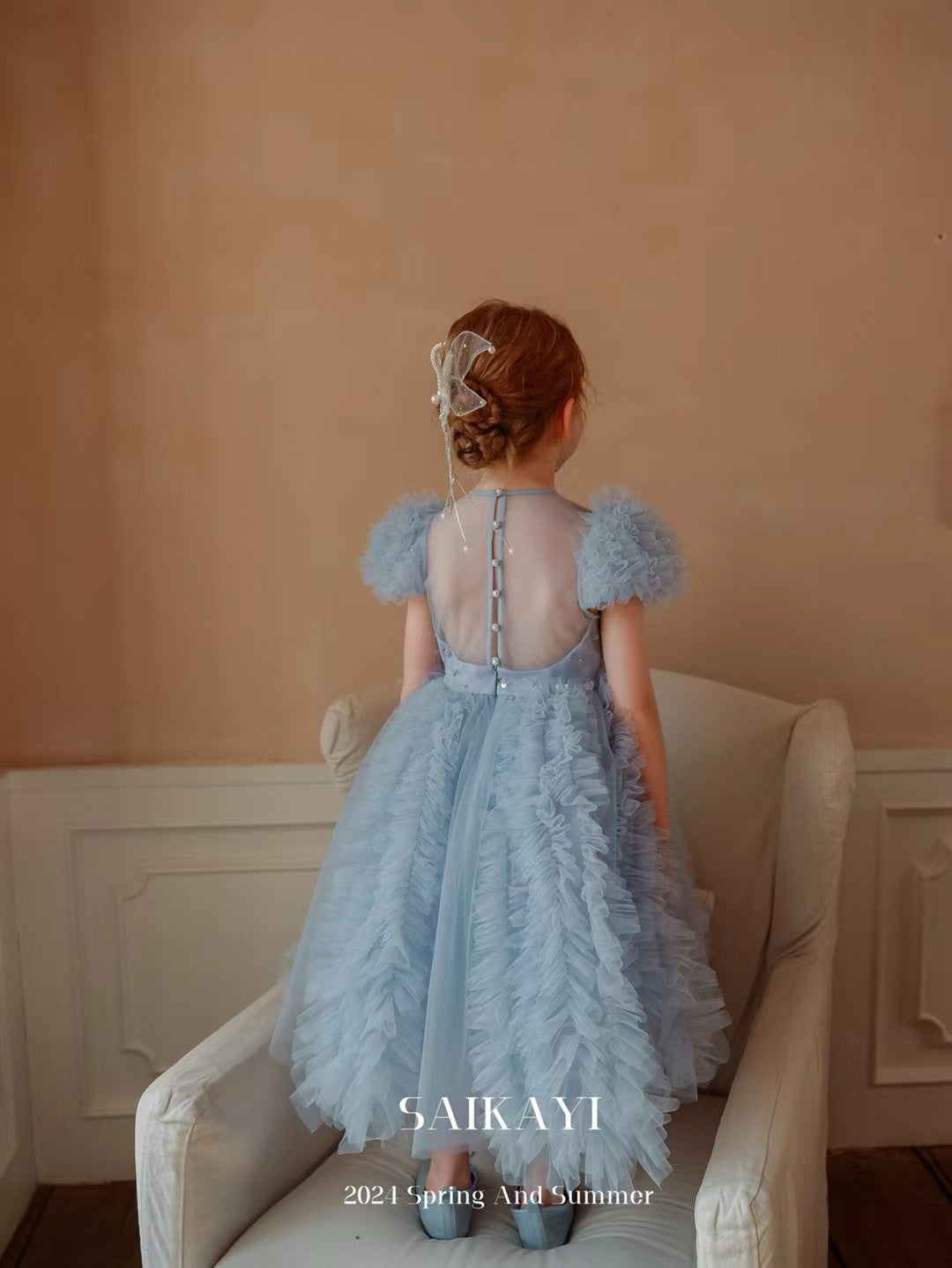 SaiKaYi Girl Blue Princess Dress