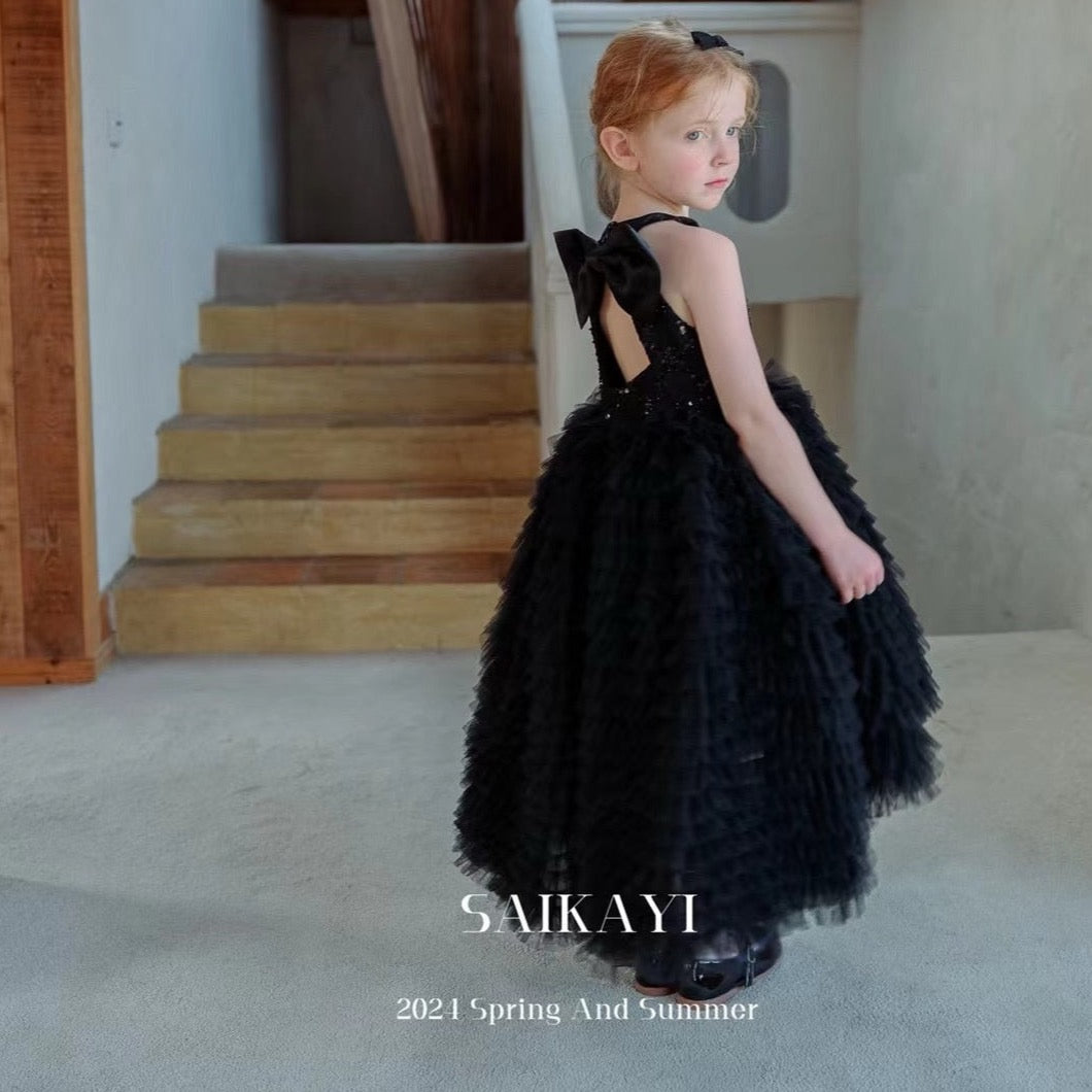 Robe de princesse noire sans manches SaiKaYi Girl