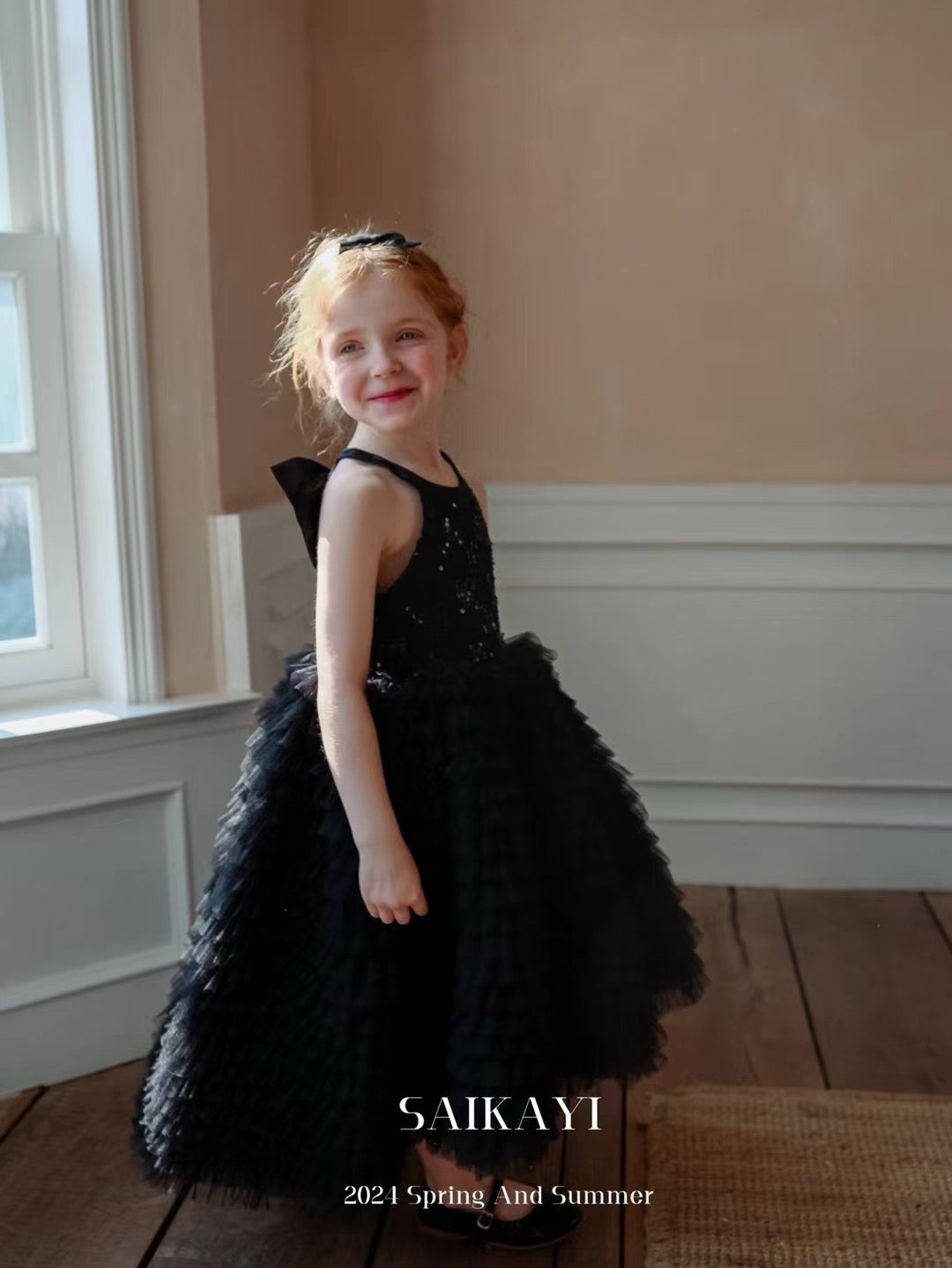 Robe de princesse noire sans manches SaiKaYi Girl