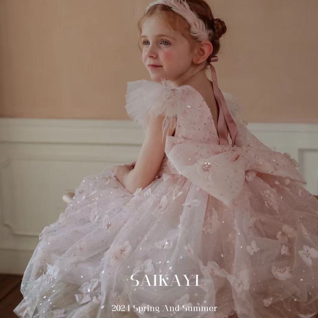 SaiKaYi Girl Pink Princess Dress 100 3y 4y