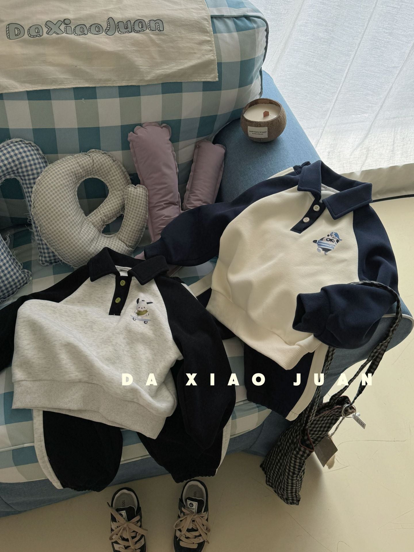 DXJ Kids Polo Sweatshirt & Sweatpants Set