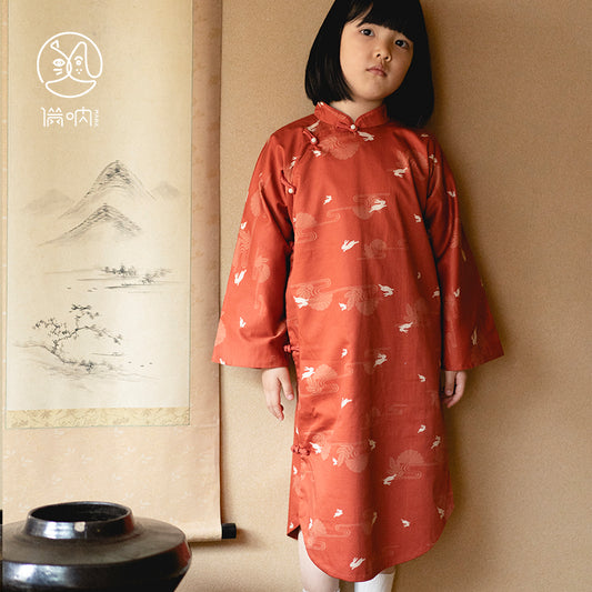 MaNa Kids Red Moon Rabbit Cheongsam-Chinese new year