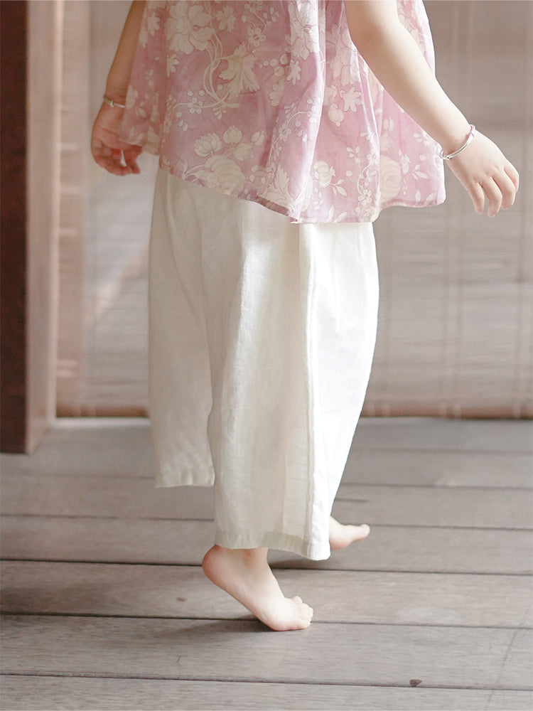 MaNa Cropped Cotton-linen White Balloon Pants