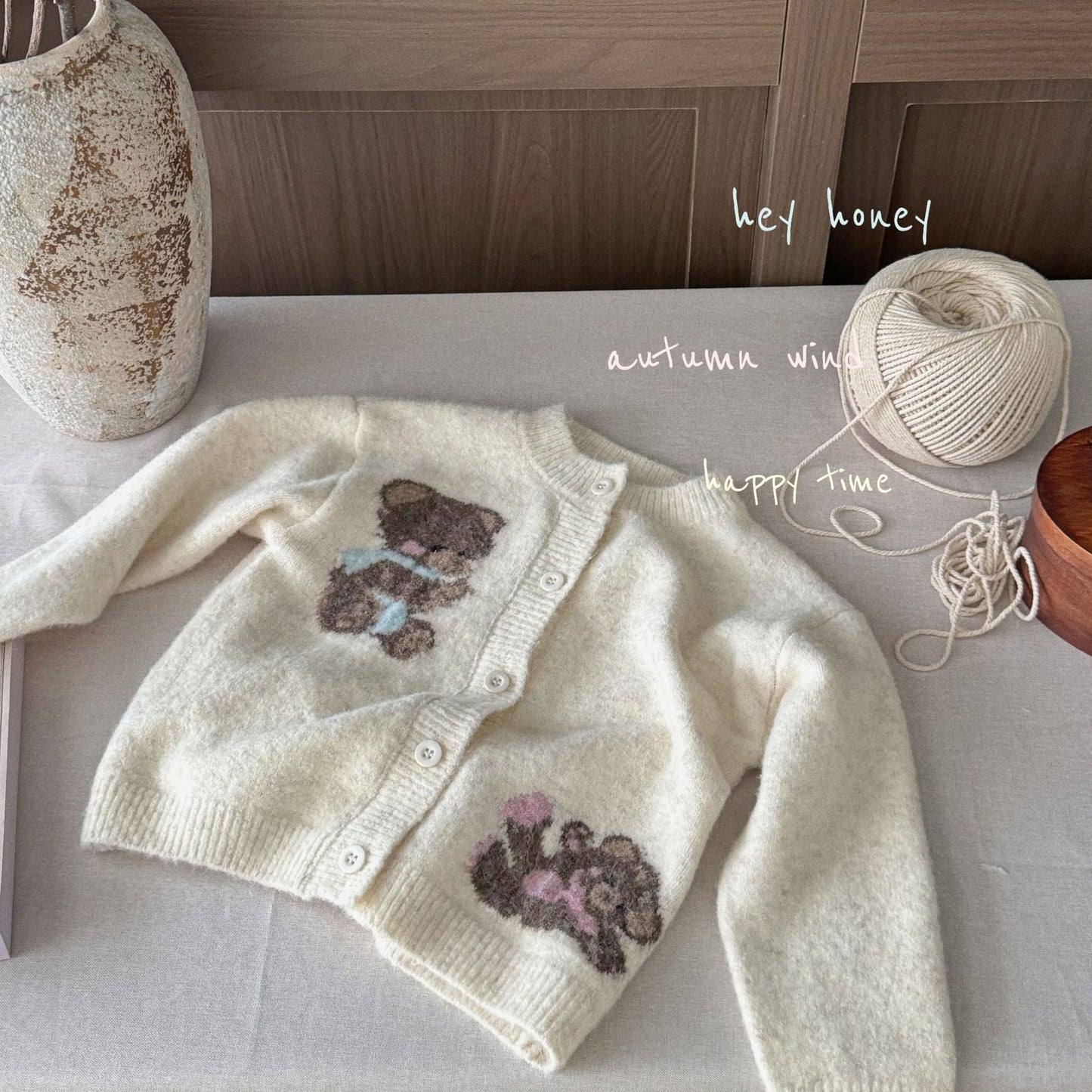 Cardigan tricoté ours pour enfants DXJ