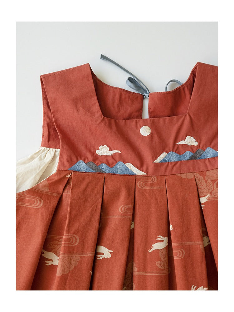 MaNa Kids Red Moon Rabbit Vest Hanfu Dress