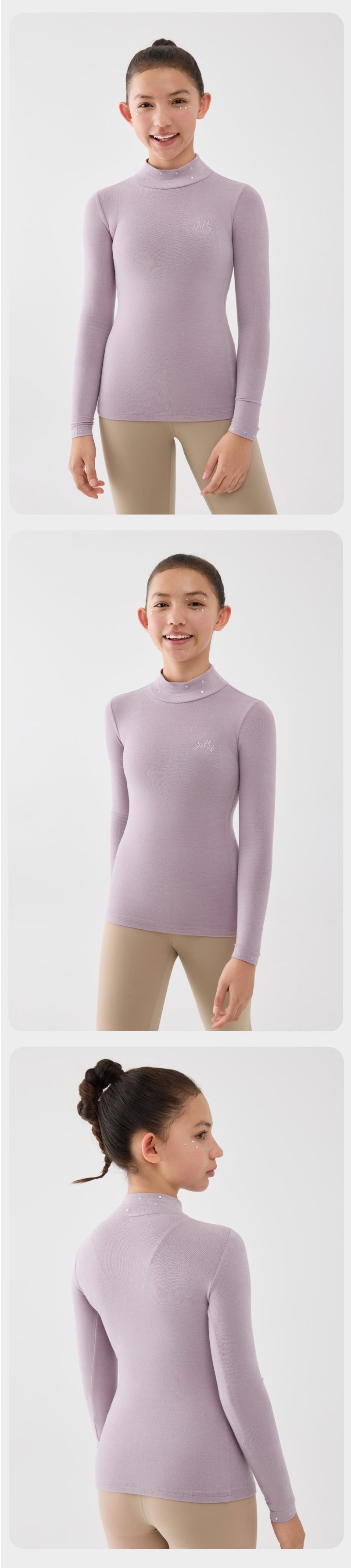 Jollybean FrostGlow Girls' Crystal Ice Skating Top （120-160/5y-10y+）