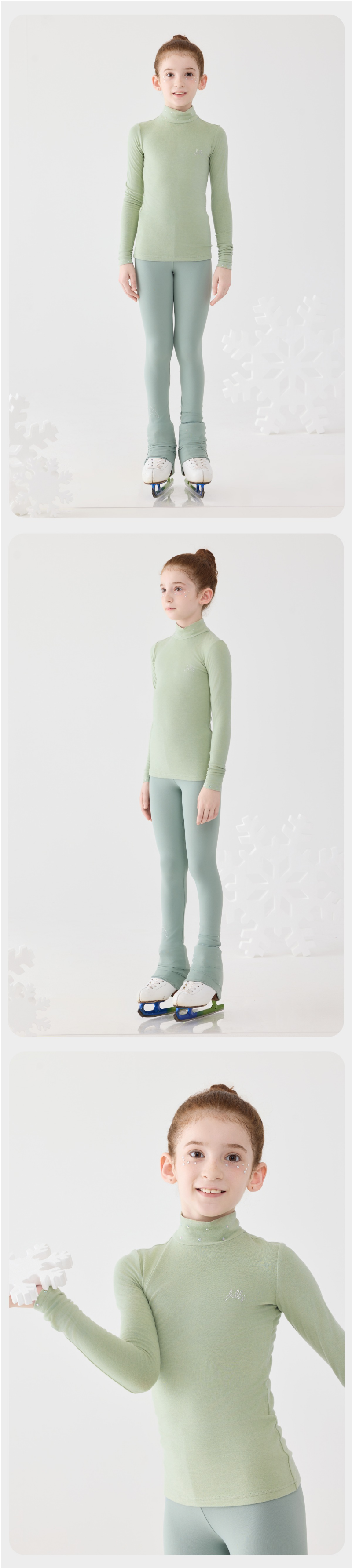 Jollybean FrostGlow Girls' Crystal Ice Skating Top （120-160/5y-10y+）