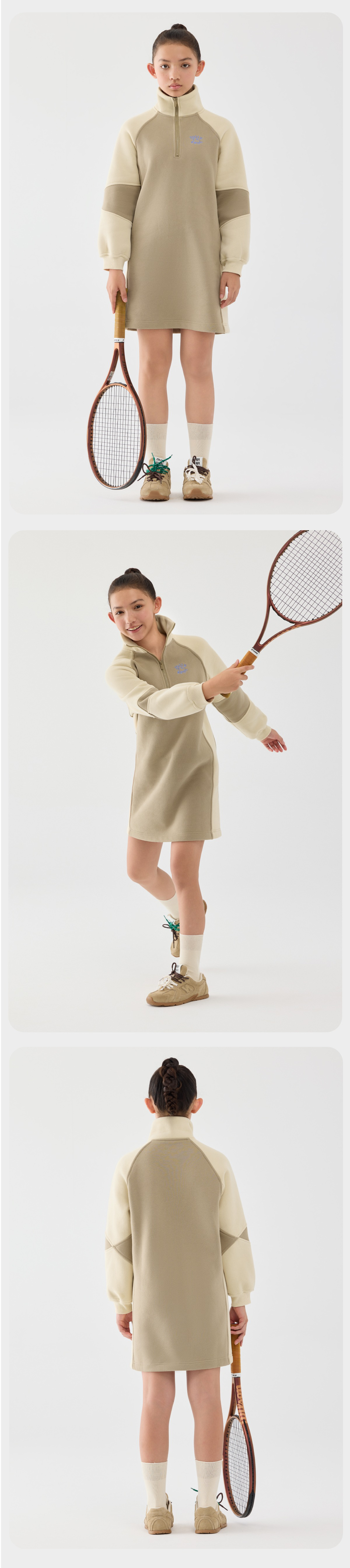 Jollybean  Girls Retro Cozy Spliced Fleece Dress (120-170/ 5y-Adult)