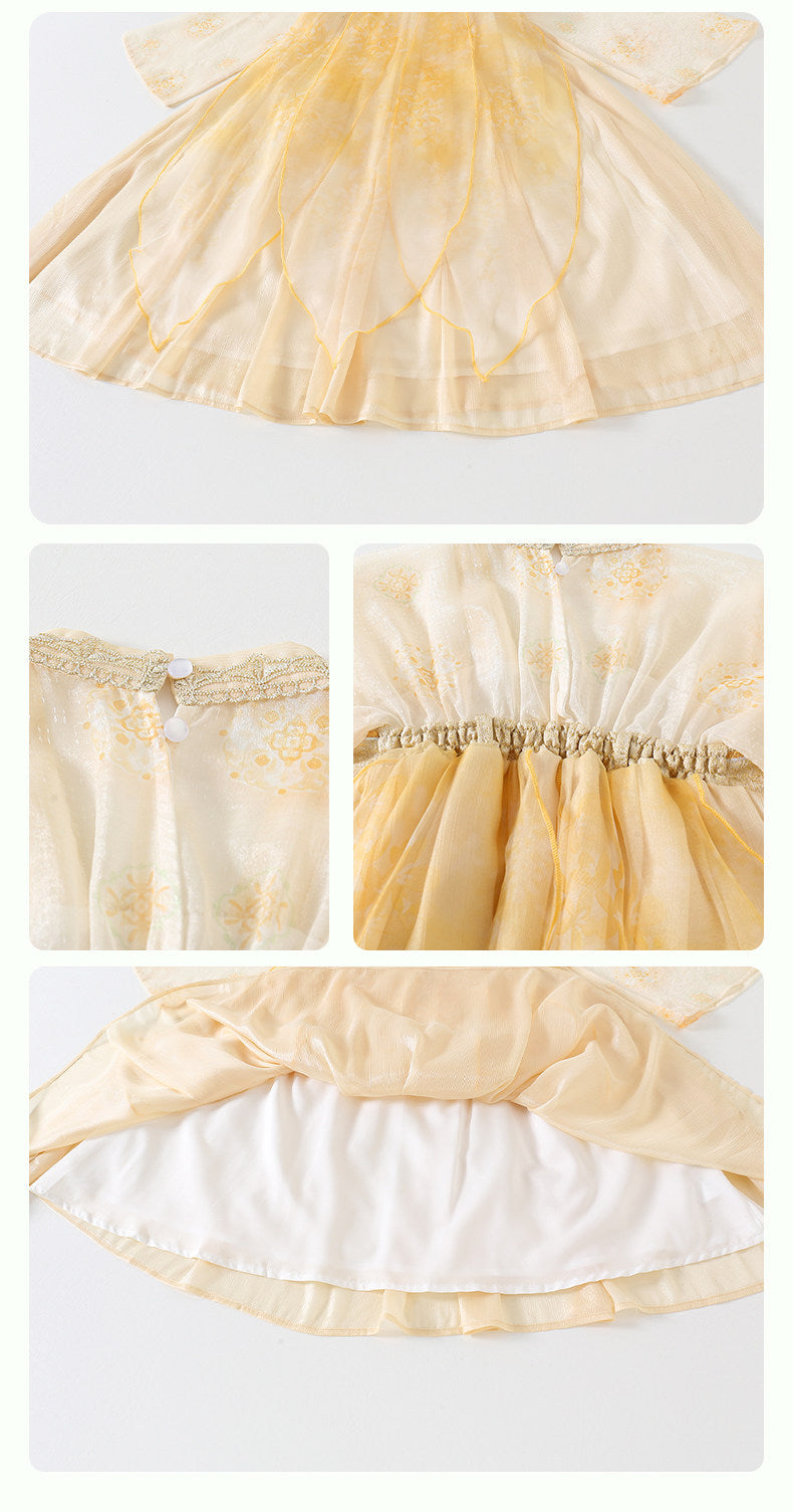 Collage of a beige petticoat with close-up details on a white background