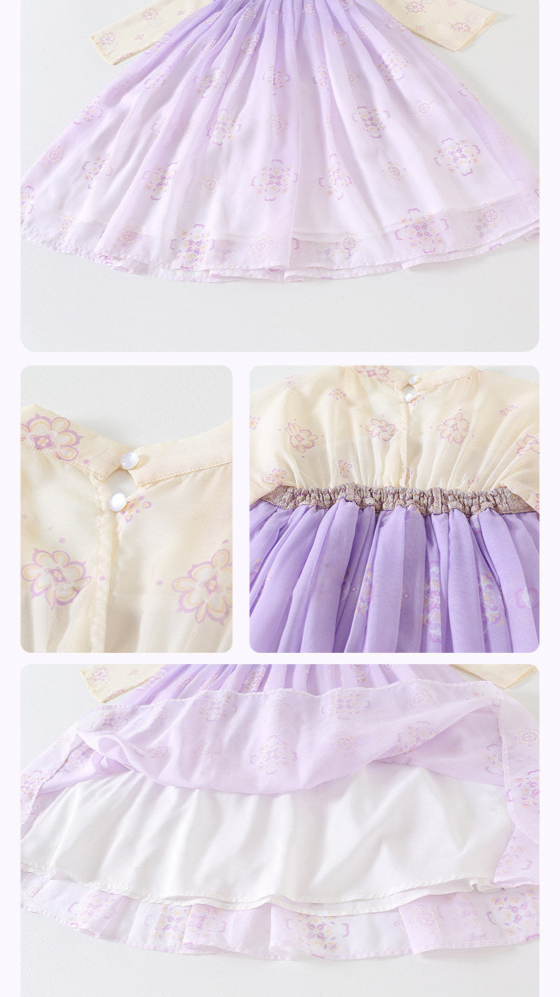 Collage of a lavender petticoat with close-up details on a white background