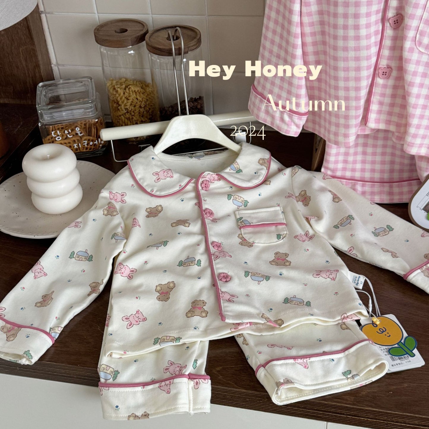 DXJ Family Matching Cotton Lapel Pyjamas Set